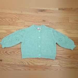Green Knit Cardigan with Button Front
